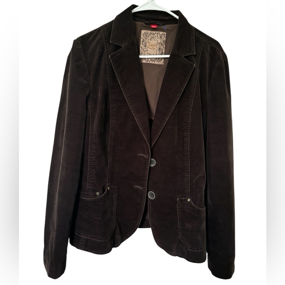 Esprit Brown Blazer Velvet Texture
